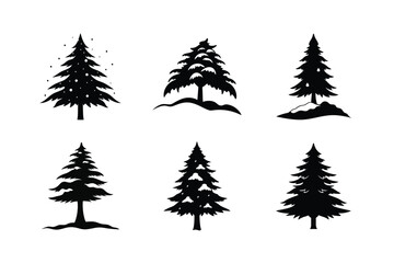 Cedar Tree Silhouette Vector Bundle | SVG  Clip art for Nature & Outdoor Designs