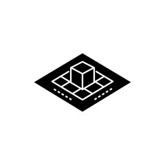 Grid Snap 3D Floor Icon with Cube - Virtual Design Tool