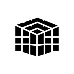 Voxel Grid Icon - Simplified Box Cells Black Filled