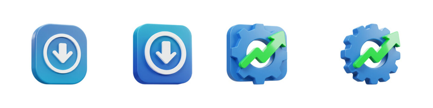Set of Software Update Icons Isolated on Transparent Background
