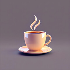 Obraz premium Steaming coffee in a light peach colored cup