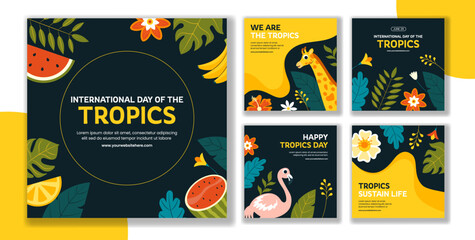 Fototapeta premium Flat Design Template for International Day of the Tropics Social Media Post Content