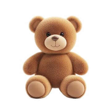 Naklejki Adorable brown teddy bear sitting plush toy soft cuddly friend
