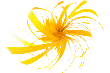 Swirling Yellow Ribbon Abstract Form, Isolated, Cut out transparent