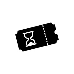 Standby Ticket Black Icon with Hourglass Symbol