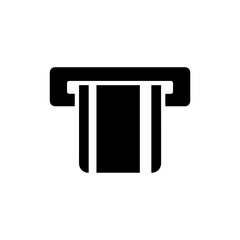 ATM Machine Slot with Card Insertion, Solid Black Banking Icon