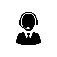 Customer Service Agent with Headset Icon for Bank Support