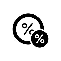 Black Icon of Coin with Percent Symbol Representing Interest