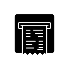 Black Icon of Cash Machine with Receipt Ejecting