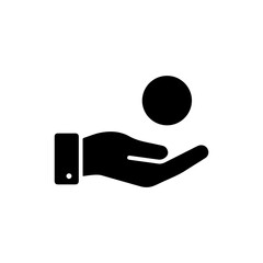 Black Icon of Hand Outstretched for Coin Donation