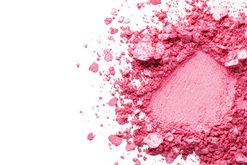 Pink powder scattered on black background.  Detailed close-up view