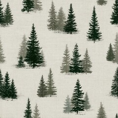 Fototapeta premium Seamless Pattern of Pine Trees in a Natural Setting Forest Landscape Textured Design Aerial View for Creative Projects