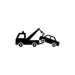 Tow Truck Hooking Vehicle Icon Black