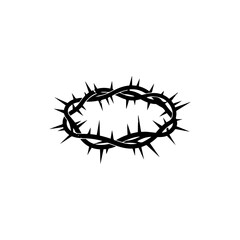 Black Icon of Crown of Thorns with Messy Black Fill Representing Suffering or Sacrifice