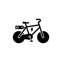 Bicycle with Electric Assist Icon in Black Filled Glyph Line Style