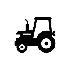 Electric Tractor Icon, Black Filled Glyph Line Simple Style