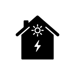 Smart Home Energy Icon - Black Filled Glyph Line Tech Style