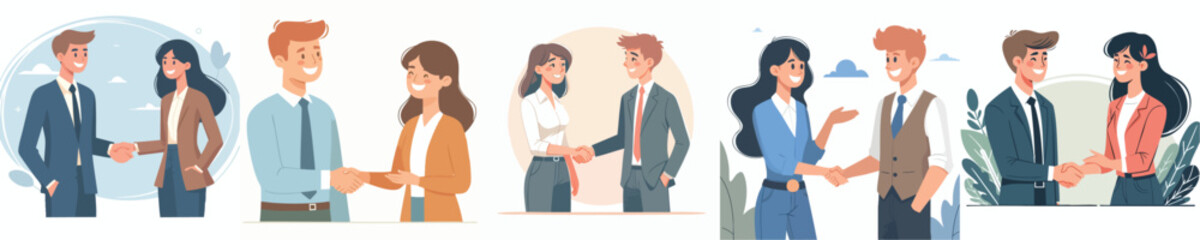 vector of men and women shaking hands