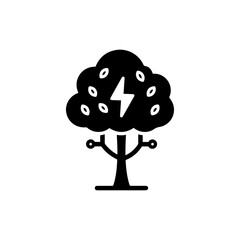 Tree with Energy Circuit Black Filled Glyph Line Icon