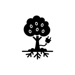 Tree with Plug Roots Black Filled Line Glyph Icon