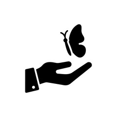 Hand Releasing Butterfly Indicating Letting Go Icon