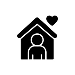 Person Inside Home with Heart Above Representing Safe Space Minimal Design