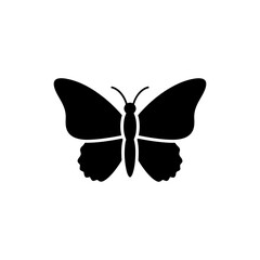Black Filled Icon of Butterfly with Symmetrical Wings and Body