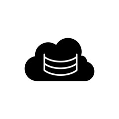 Black Filled Icon of Cloud with Three Rounded Layers, Minimalist Weather Symbol