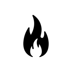 Fire Icon with Flame Curves and Small Tip Black Silhouette