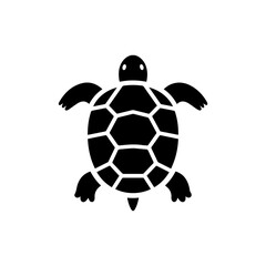 Obraz premium Turtle Icon with Shell Segments and Small Feet Black - Animal Symbol