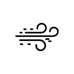 Wind Icon with Curved Lines and Small Dash - Black Filled Design