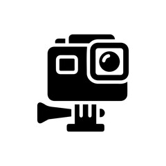 Black Filled Mounted Action Camera Icon, Adventure Video Recording Symbol