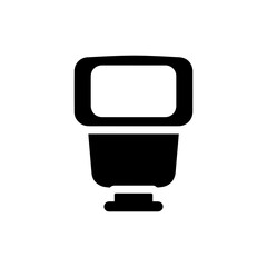 Black Camera Flash Unit Icon Isolated