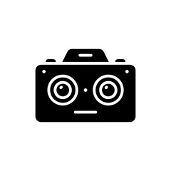 360 Degree Camera Icon with Double Lens in Black Filled Style