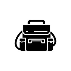Black Camera Bag Icon with Equipment