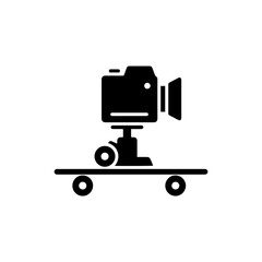 Dolly Track Wheels Under Camera Icon - Black Filled