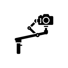Stabilizer Arm and Camera Icon Black Filled