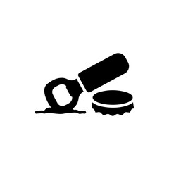 Bottle Opener and Cap on Ground Icon