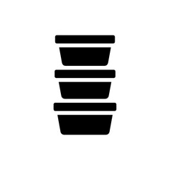 Stacked Tupperware Boxes Icon - Black