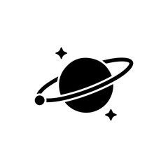 Planet in Orbit Around Star Black Filled Icon Minimal Orbit Arc