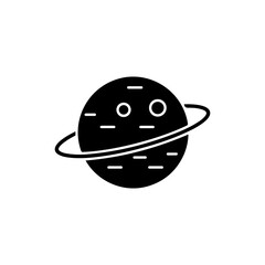 Planet with Cloud Ring Black Filled Icon Soft Atmosphere Effect