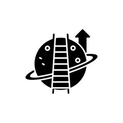 Planet with Ladder Leading Up Black Filled Icon