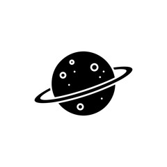 Planet with Ring - Top View Black Filled Icon with Minimal Symmetry