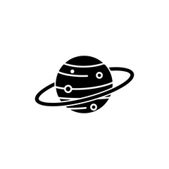 Planet with Multiple Rings Black Filled Icon Simple Concentric Loops