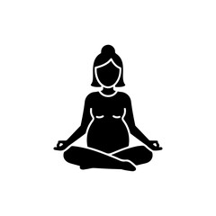 Pregnant Woman Meditating on Floor Silhouette