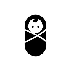 Minimal Black Icon Swaddled Newborn – Baby, Care, Maternity, Health