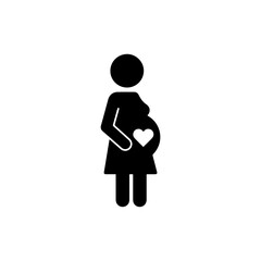Simple Icon Pregnant Woman Heart on Belly