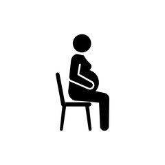 Pregnant Woman Sitting on Chair Hands on Bump Icon