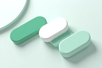 Contemporary business card design background with organic shapes, clean white canvas, modern color blocking in muted green 