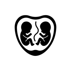 Twin Pregnancy Icon Two Fetuses in Womb - Motherhood Symbol